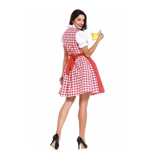 German Glamour: Red Dirndl Waitress Costume for Women - Authentic Oktoberfest Attire