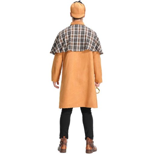 Grid Pattern Cape Detective Costume - Yellow Detective Outfit for Men and Mystery Enthusiasts - Image 3