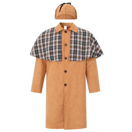 Grid Pattern Cape Detective Costume - Yellow Detective Outfit for Men and Mystery Enthusiasts - Image 5