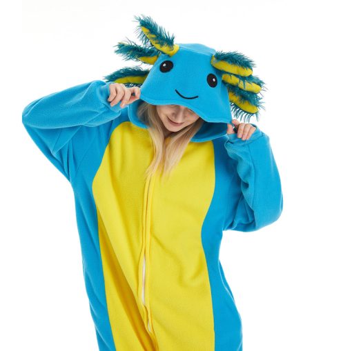 Blue Axolotl Kigu Onesie Adult Cute Pajamas - Image 3