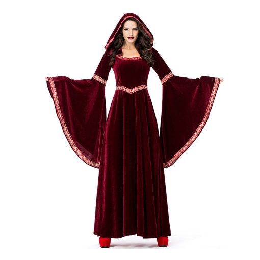 Elegant Victorian Renaissance Dress | Wine Red Medieval Gown | Women's Halloween Costume | Literary Period Outfit - Image 4