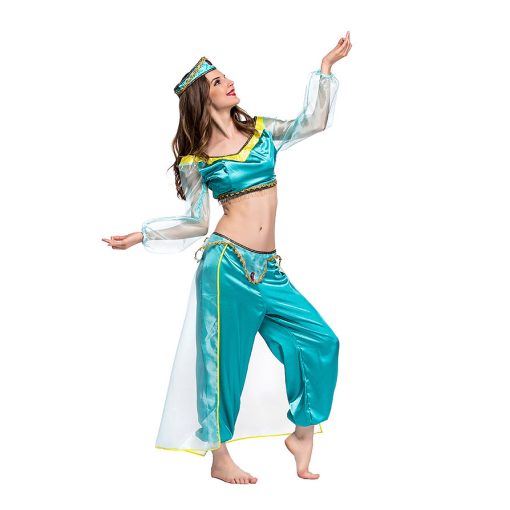 Princess Jasmine Cosplay Dress | Aladdin Costume | Women's Halloween Outfit | Anime-Inspired Arabian Nights Gown