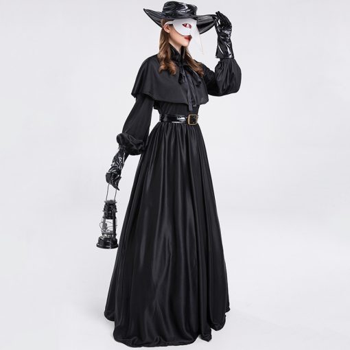 SCP-049 Plague Doctor Costume | Women's Sci-Fi Halloween Dress | Creepy Bird Mask Gown | Demon Doctor Cosplay