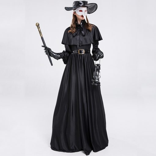 SCP-049 Plague Doctor Costume | Women's Sci-Fi Halloween Dress | Creepy Bird Mask Gown | Demon Doctor Cosplay - Image 2