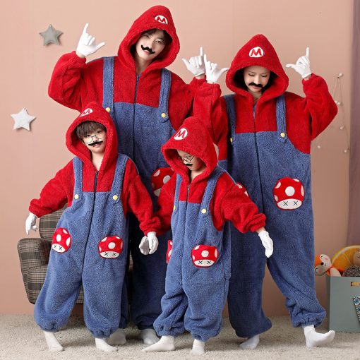 Mario Coral Velvet Matching Family Halloween Onesie Pajamas