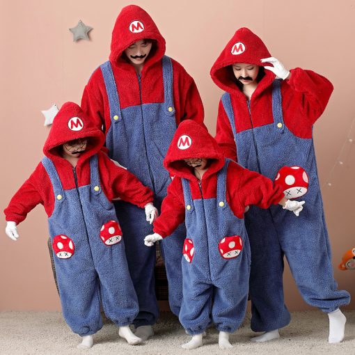 Mario Coral Velvet Matching Family Halloween Onesie Pajamas - Image 2