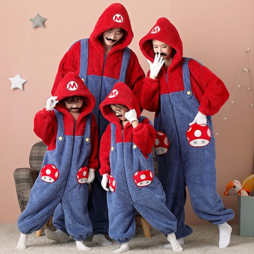 Mario Coral Velvet Matching Family Halloween Onesie Pajamas - Image 3