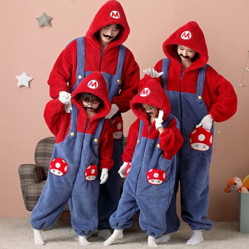 Mario Coral Velvet Matching Family Halloween Onesie Pajamas - Image 4