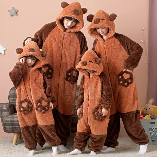 Raccoon Coral Velvet Matching Family Halloween Onesie Pajamas - Image 3