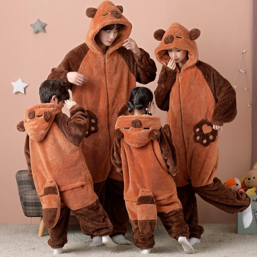 Raccoon Coral Velvet Matching Family Halloween Onesie Pajamas - Image 4