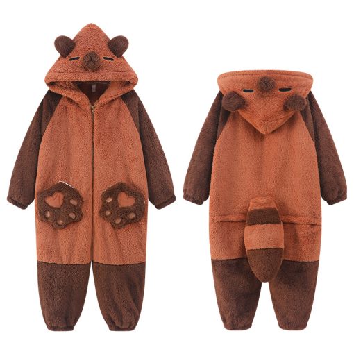 Raccoon Coral Velvet Matching Family Halloween Onesie Pajamas - Image 5