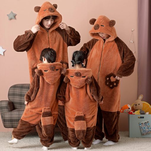 Raccoon Coral Velvet Matching Family Halloween Onesie Pajamas - Image 2