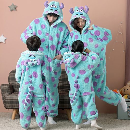 Sulley Coral Velvet Matching Family Halloween Onesie Pajamas