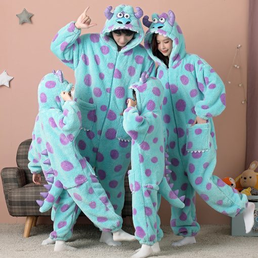 Sulley Coral Velvet Matching Family Halloween Onesie Pajamas - Image 3