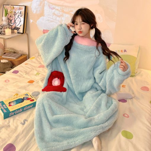 Hangdon Blobfish Fleece Footed Pajama Jumpsuit - Soft & Cozy Autumn Winter Loungewear - Image 5