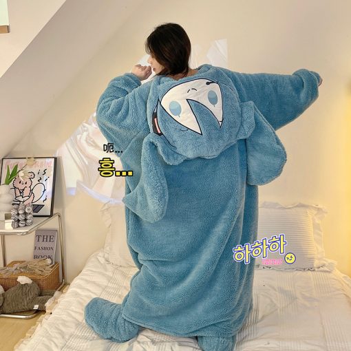 Miku Cartoon Women's Coral Fleece Hooded Robe – Fun Costume and Cozy Homewear - Image 5